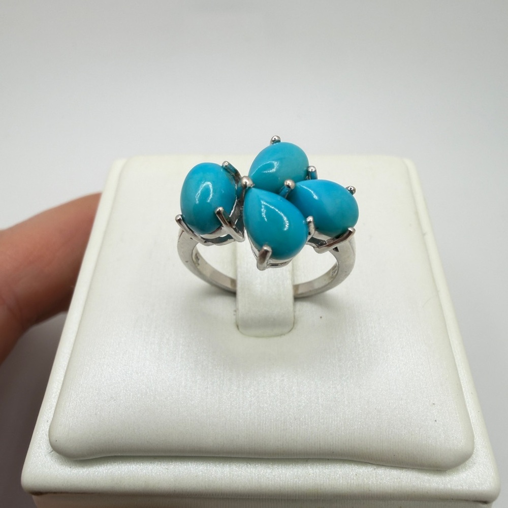 5x7mm Oval/Pear Sleeping Beauty Turquoise Cabochons in sterling silver ring!